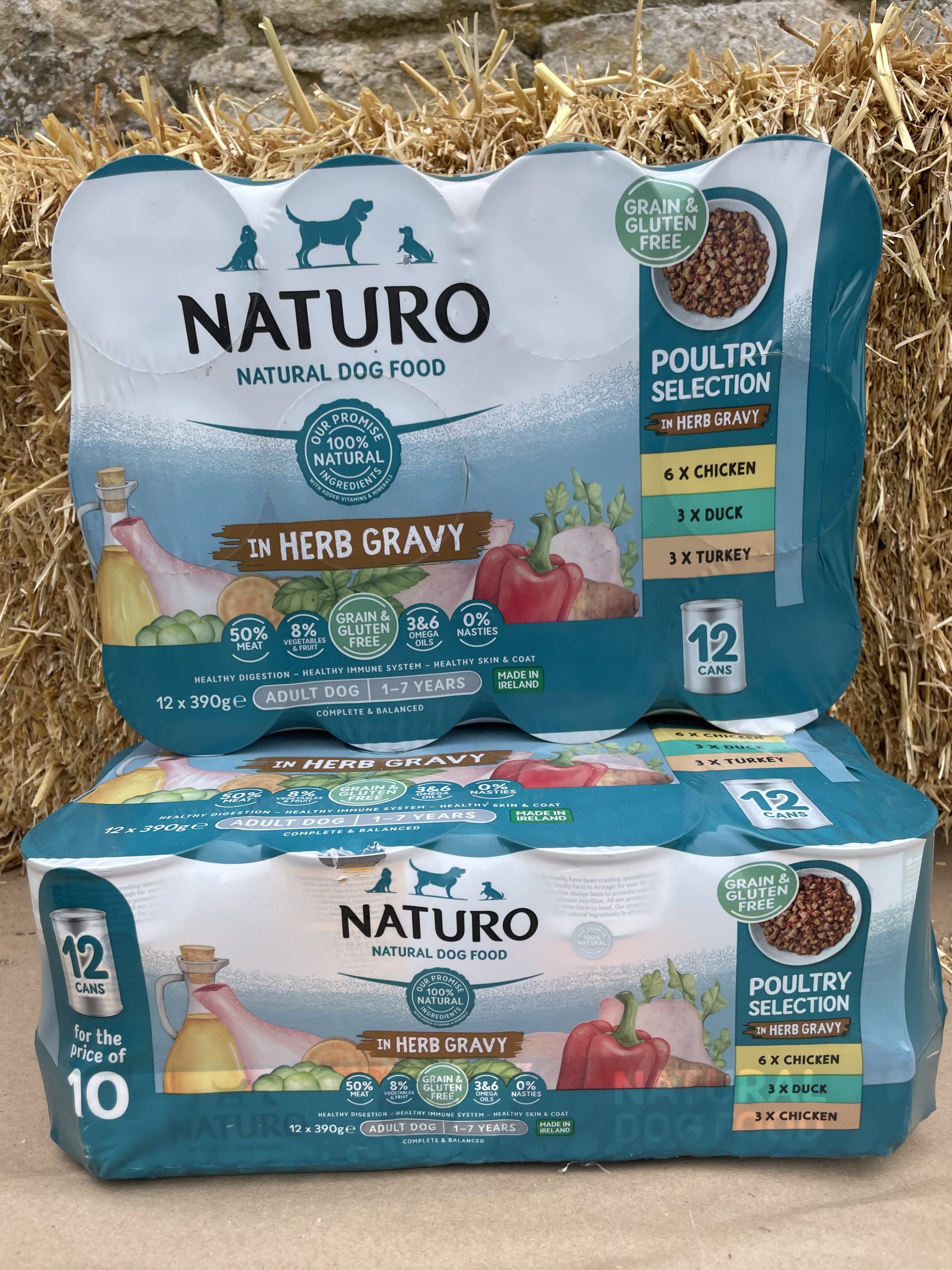 Naturo Tins Adult Dog Grain & Gluten Free Poultry Selection in Herb Gravy Cans 390g x 12